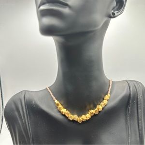 Sterling block necklace cubic square‎ 18K plated #205